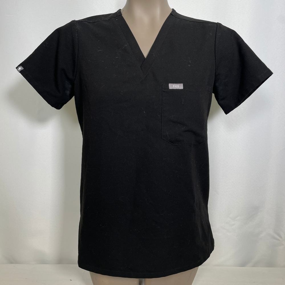 FIGS Catarina One-Pocket Technical Collection Black Scrub Top Women's XS